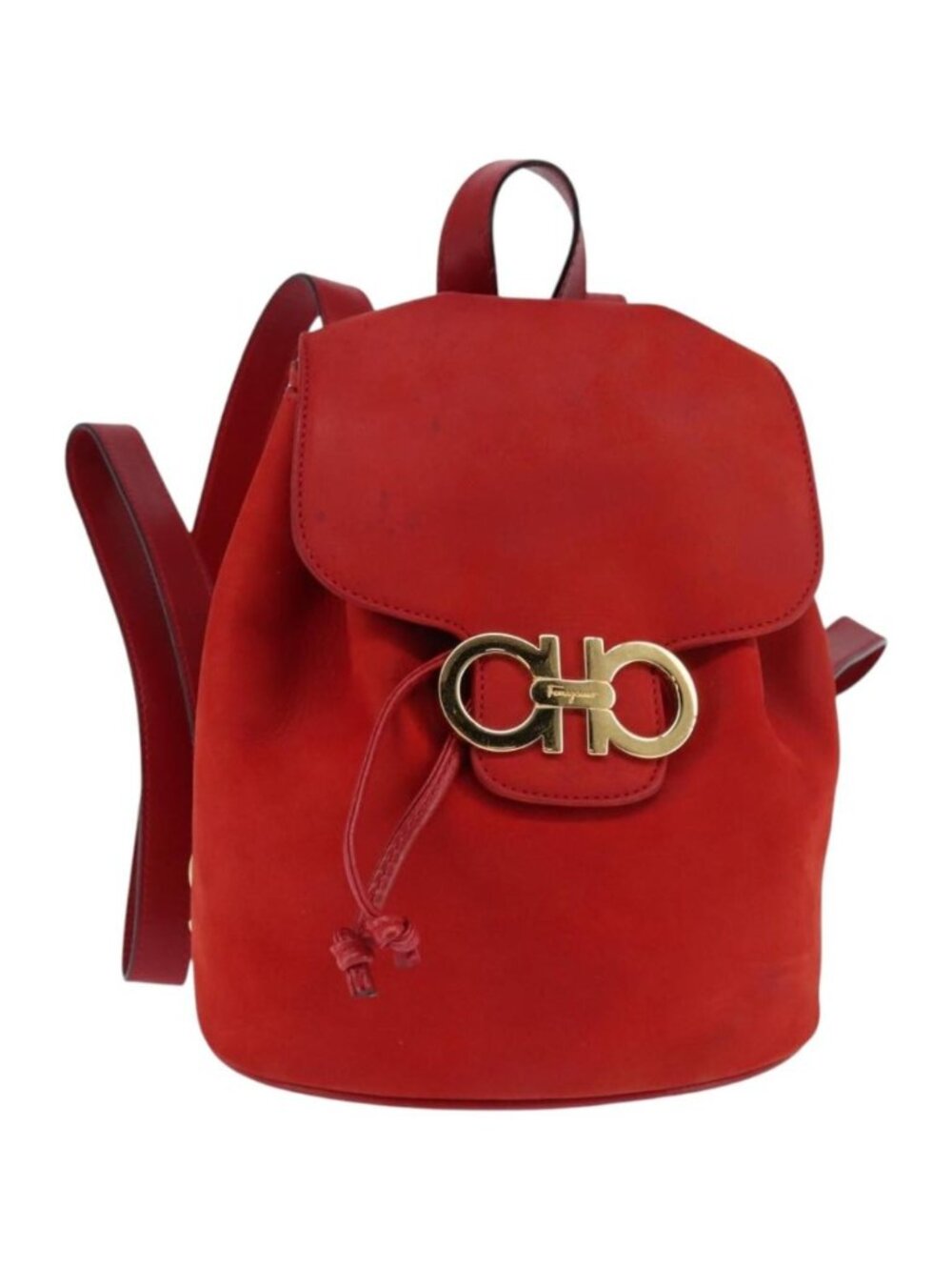 Salvatore Ferragamo Vala Backpack Leather Red Gold